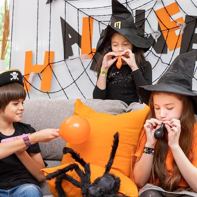 48 Pieces Halloween Slap Bracelets Bulk Party Favors for Kids - 12 Designs Snap Bracelets for Halloween Decorations, Halloween Goodie Treat Bag Stuffers Classroom Prizes Exchanging Gifts Supplies