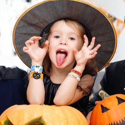 28 PCS Halloween Party Favors Silicone Bracelets Rubber Wristbands 3D Slap Bracelets Toys for kids, Halloween Favors for Boys Girls Treat Bags Children Persents Bags Filler