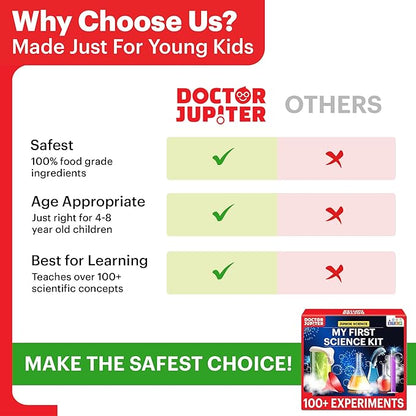 Doctor Jupiter My First Science Kit for Kids Ages 4-5-6-7-8| Birthday Gift Ideas for 4-8-12 Year Old Boys & Girls| Toy Stem Kit with 100+ Experiments| Learning & Educational, Preschool Activities