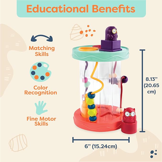 B. toys- B. baby – Baby Shape Sorter – Sorting Toy with 3 Owls – Colorful Shapes, Bead Maze & Fun Sounds – Developmental & Educational Game for Babies & Toddlers –Hooty-Hoo - 10 Months +