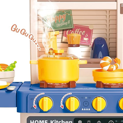 deAO Play Kitchen Set for Kids Boys 50PCS Play Kitchen Accessories with Sounds Light Steam Pretend Play Kitchen Toy Birthady Christams Gifts for Toddler Aged 2-12 Years