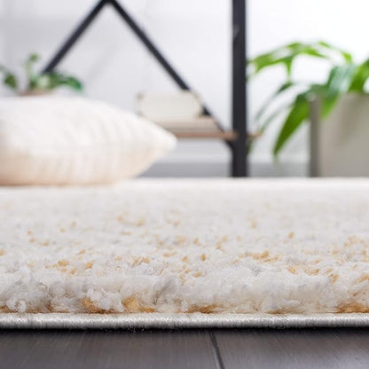 SAFAVIEH Berber Shag Collection Runner Rug - 2'3" x 8', Ivory & Light Gold, Non-Shedding & Easy Care, 1.2-inch Thick Ideal for High Traffic Areas in Living Room, Bedroom (BER563D)