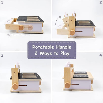 Children's Wooden Foldable Portable BBQ Mini Kitchen & Grill Toy,2In1 Kids Toy Grill Stove and Tablekitchen Cooking Set with Accessories for Toddlers Boys Girls Age 3+