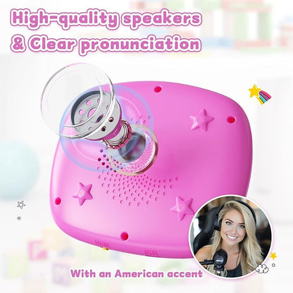 Toddlers Bilingual Spanish & English Talking Flash Cards with 288 Sight Words, Speech Therapy Toys for 3 4 5 6 Years Old Boys and Girls, Learning Educational Kids Gifts (Pink)