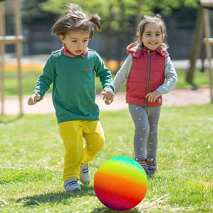 Visen 4Pcs Rainbow Playground Balls for Kids&Adults with 1 Hand Pump,8.5Inch Colorful Rubber Bouncy Balls,Inflatable Multi Colors Kick Balls Handball,Durable Indoor&Outdoor Play Toys