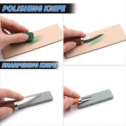 VIBRATITE Wood Carving Tools Kit, 19 PCS Wood Carving Knife Set with Spoon Blanks, Whittling Knife, Wood Whittling Kit for Beginners, Kids, Adults Woodworking DIY