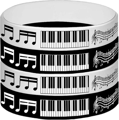 CupaPlay 24PCS Piano Notes Rubber Bracelets -Piano Notes Theme Party Supplies Decorations Music Birthday Baby Shower Slicone Wristbands Party Favors