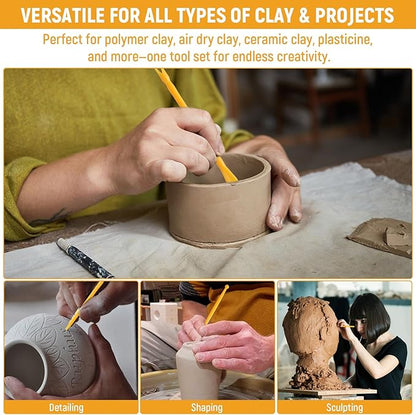 32Pcs Clay Sculpting Tools, Polymer Clay Art Tool Set Cake Decorating Hand Tools, DIY Plastic Pottery Tool Kit for Embossing Fondant Crafts
