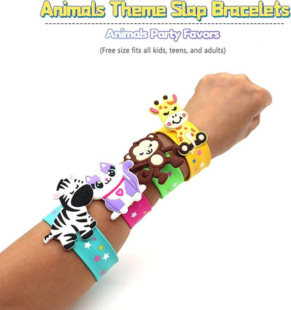 Animals Slap Bracelets Party Favors for Kids(8pack)-Wild One Goodie Bag Stuffers for Boys&Girls Animals Theme Party Supplies Carnival Prizes Suit Classroom Exchanging Gifts