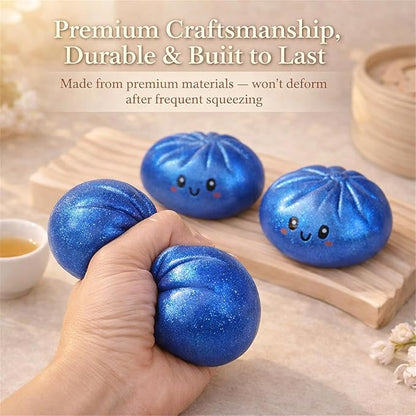 Dumpling Squishies,Glitter Dumpling, Glitter Squishy with Box,Easter Basket Stuffers(Blue)