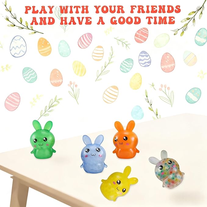 Easter Basket Stuffers,Easter Basket Essentials,5pcs Squishy Easter Bunny Stress Balls for Adults,Easter Stress Relief Fidget Balls,Easter Party Favors Easter Basket Ideas Gifts (5pcs-C)