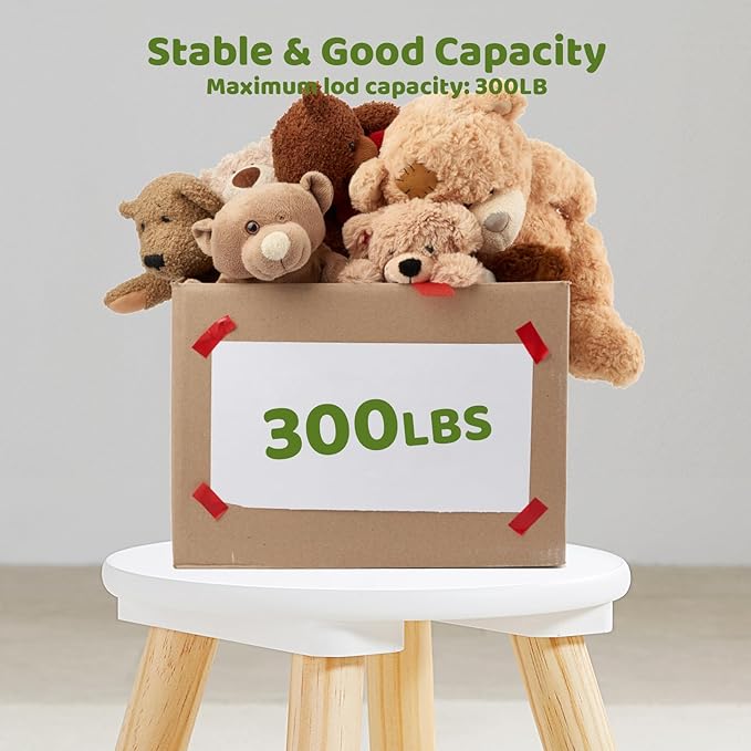 Beright Wooden Step Stool for Kids, 9 Inch Round Kids Chair fit with Sensory Table, Sturdy Sitting Stool with Assembled Four-Legged for Children Toddler, 2 Pack