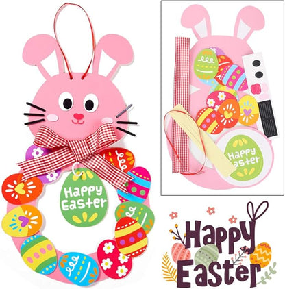 BigOtters Easter Craft Kits, 6PCS DIY Sets Including Hatching Chick Bunny Egg Easter Basket Craft Stick Sign Bunny Wreath and Rabbit Glasses for Kids Favor Classroom Daycare Homeschool Art Decor