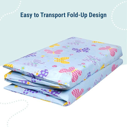 Wildkin Kids Nap Mat Cover for Boys & Girls, Sewn-in Flap Design Rest Mat Cover, Perfect for Preschool and Daycare, Fits our Vinyl Nap Mat up to 1.5 Inches Including Basic Sleep Mat (Butterfly Garden)