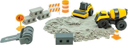 CAT Construction Toys, Dig N' Build Concrete Playset with 10 Oz of Compound, 2 Little Machine Vehicles, Ages 3+