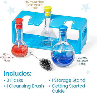 hand2mind Starter Science Measuring Flask Set, Plastic Beakers for Kids, Science Lab Equipment, Measuring Toys for Kids, Kids Chemistry Set, Educational Science Kits, Science Supplies for Classroom