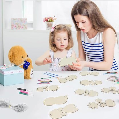 gisgfim 16 Pack Flower Wind Chime Crafts Kits for Kids Make Your Own Flower Wind Chime Wooden DIY Arts and Crafts Decoration for Birthday Party School Classroom Decorations Supplies Birthday Favors