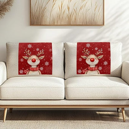 Christmas Decor Reindeer Recliner Headrest Protector Soft Couch Headrest Covers Wrinkle Resistant Recliner Backrest Cover Furniture Protector for Home Couch Loveseats Decoration