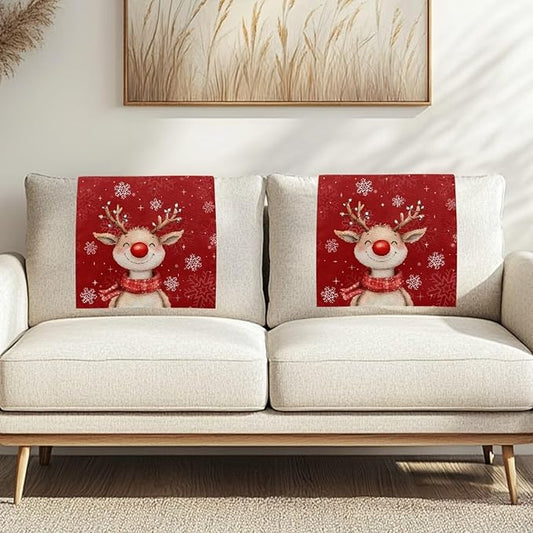 Christmas Decor Reindeer Recliner Headrest Protector Soft Couch Headrest Covers Wrinkle Resistant Recliner Backrest Cover Furniture Protector for Home Couch Loveseats Decoration 3pcs