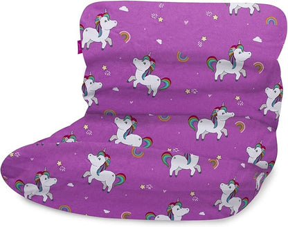 Posh Creations Bean Bag Chair Lounger Structured Seat for Kids, Teens and Adults, Comfy Chair for Gaming, Reading and Watching TV, Laguna Lounger, Canvas - Unicorn and Rainbows on Purple