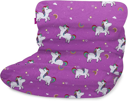 Posh Creations Bean Bag Chair Lounger Structured Seat for Kids, Teens and Adults, Comfy Chair for Gaming, Reading and Watching TV, Laguna Lounger, Canvas - Unicorn and Rainbows on Purple