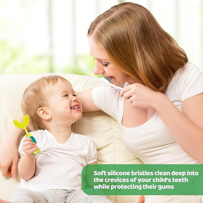 Toddler Toothbrush, U-Shaped Kids Toothbrush for 2-7 Years, Baby Toothbrush with Food Grade Soft Silicone, 360° Manual Whole Mouth Toothbrush for Kids