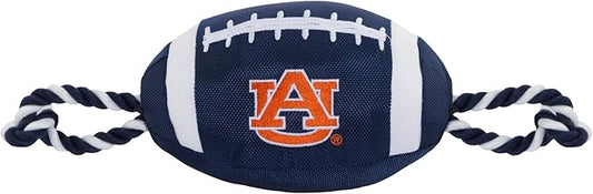 Pets First NCAA Auburn Tigers Football Dog Toy, Tough Quality Nylon Materials, Strong Pull Ropes, Inner Squeaker, Collegiate Team Color