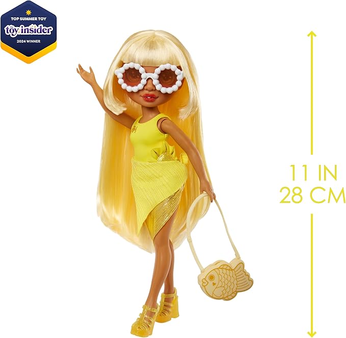Rainbow High Swim & Style Sunny - Yellow 11" Blonde Fashion Doll with Shimmery Wrap to Style 10+ Ways, Swimsuit, Sandals, Fun Play Accessories, Great Toy Gift for Girls Ages 4-12 Years