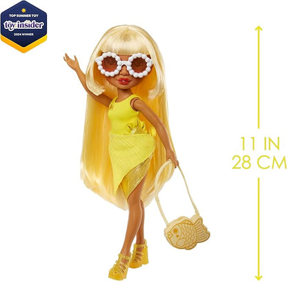 Rainbow High Swim & Style Sunny - Yellow 11" Blonde Fashion Doll with Shimmery Wrap to Style 10+ Ways, Swimsuit, Sandals, Fun Play Accessories, Great Toy Gift for Girls Ages 4-12 Years