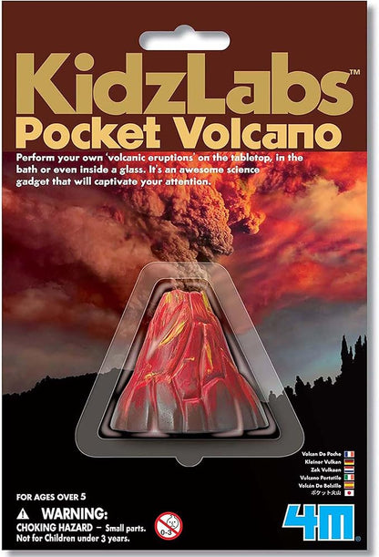 4M: KidzLabs: Pocket Volcano - Create Mini Tabletop Volcanic Eruptions, Baking Soda, Chemical Reactions Kit, STEM Science Activity Set, Kids Ages 5+