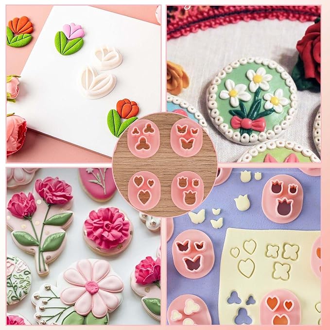 10 PCS Polymer Clay Cutters Mini Flower Petal Clay Cutters Clay Tools Set Earrings Making Mini Clay Cutters Micro Clay Molds Accessories Plastic Clay Molds for Making Jewelry Earrings Crafts