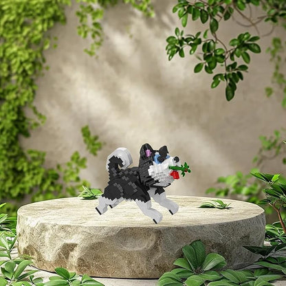 Cute Animal Building Blocks, Pet Micro Mini Building Blocks for Adults and Kids Age 6+ Gift Toy 1002 Pcs (Black Husky)