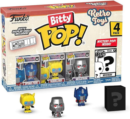 Funko Bitty POP Retro Toys - Transformers, 4-Pack and A Surprise Mystery Mini Figure - 0.9 Inch (2.2 Cm) - Transformers Classic Collectable - Stackable Display Shelf Included - Gift Idea