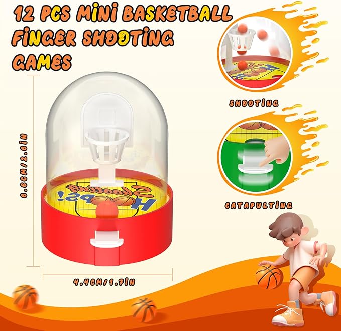 36 Pcs Basketball Party Favors, Including Mini Shooting Game, Ball and Adjustable Bracelets, Goodie Bag for Kids 4-12