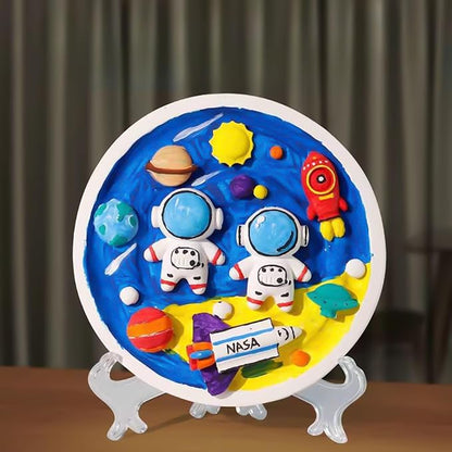 Adults DIY 3D Gypsum Graffiti 3D Colored Gypsum Doll White Embryo Colored Gypsum Painting (includes gypsum board, 12 colors of paint, three-dimensional frame, color palette, and color pens x 2