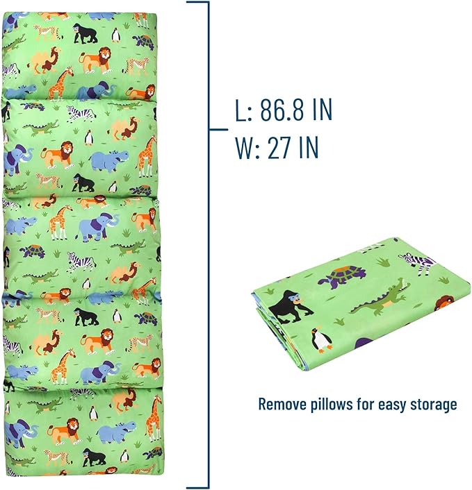 Wildkin Microfiber Pillow Lounger, 87 X 27 Inches, Wild Animals