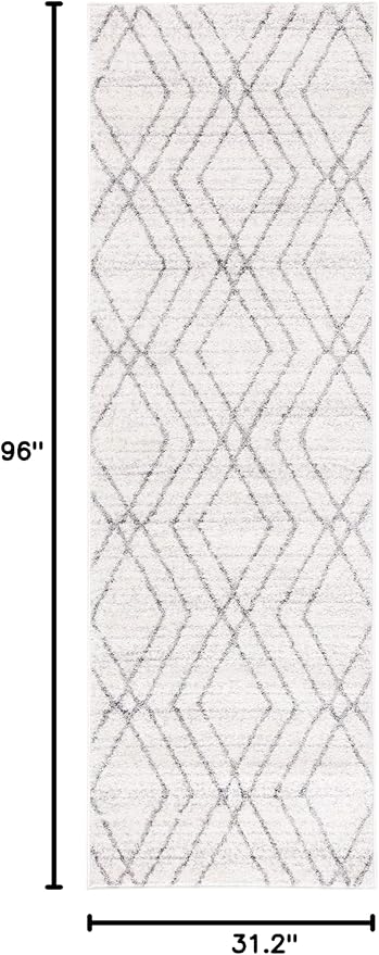 SAFAVIEH Adirondack Collection Runner Rug - 2'6" x 8', Ivory & Grey, Modern Moroccan Design, Non-Shedding & Easy Care, Ideal for High Traffic Areas in Living Room, Bedroom (ADR162A)