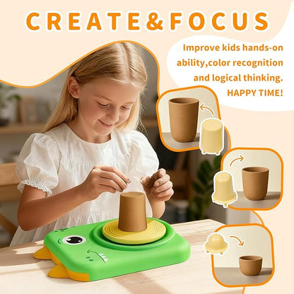 Skirfy Pottery Wheel for Kids - Arts and Crafts for Kids Ages 8-12,Complete Pottery Painting Kit Arts with Clays,Art Supplies Toys for Girls Boy Birthday Gift for 6+,Kids Gifts for Grandkids