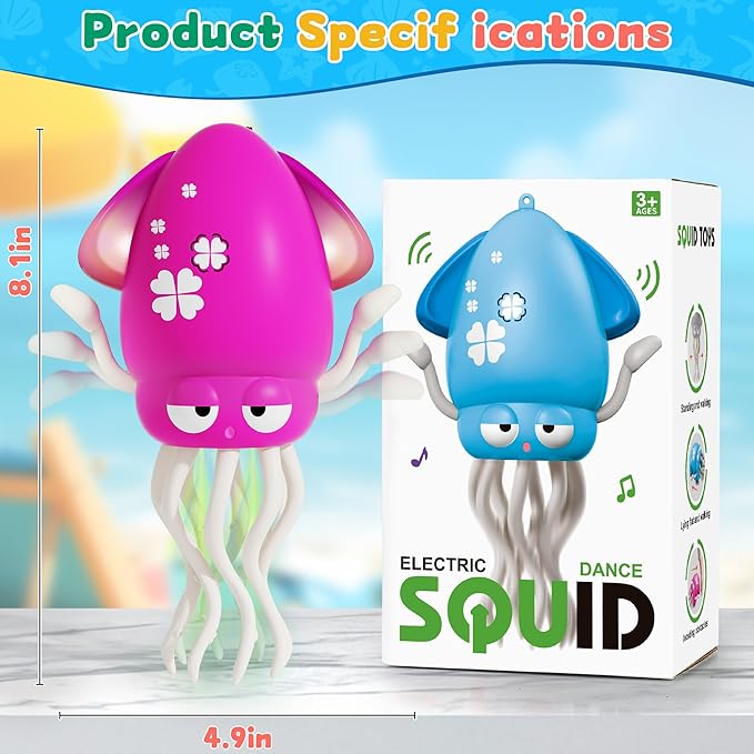 LZZAPJ Electric Dancing Octopus Light Music Suitable for 12-18 Months Old Baby Toys, Kid Crawling Squid Toys Suitable for Toddler Tummy time, Christmas for 1 2 3 4 5 6 Year Old Girl (Purple)