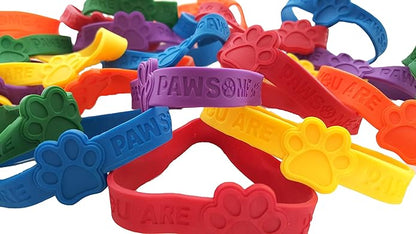 Paw Print Rubber Bracelets, You are Pawsome' Rubber Bracelet Party Favors