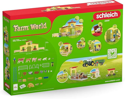 Schleich Farm World Animal Farm Playset with Figurine and Accessories - 92pc Kids Animal Farm Playset with Cow, Horse, Pig, Bull, and Accessories for Boys and Girls, Gift for Kids Age 3+, Yellow