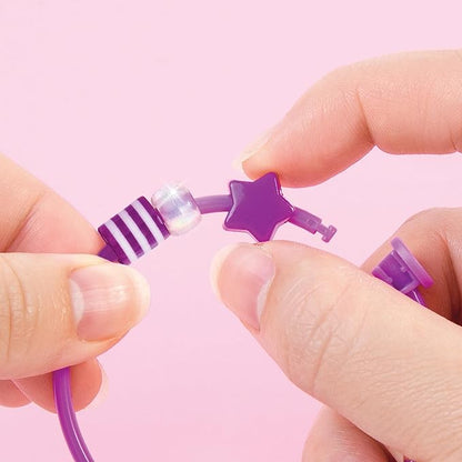 Make It Real: DIY Fashion Beaded Bangle Bracelets - Create 7 Bracelets, 71pcs All-in-1 Jewelry Kit, Purple-Pink-Orange, Crafts, Girls & Kids Ages 8+