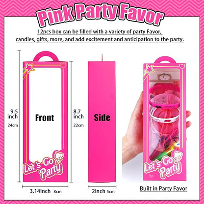 132Pcs Pink Girls Party Favors Pack, Goodie Box Stuffers Includ Heart Glasses Straws Bubble Wands Tattoo Sticker Bracelet Keychain Etc, for Kids Girls Birthday Party decoration Supplies