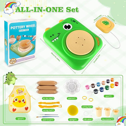 TenLaitech Pottery Wheel for Kids - Arts and Crafts Toys for Kids Ages 8-12 | Complete Pottery Painting Kit with Air Clay Art Supplies for Girls Boys Toys Birthday Gift for 6 7 8 9 10 11