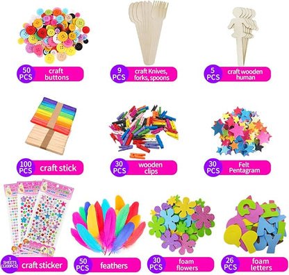 Itopstar 3000 Kids Arts and Crafts Supplies for Kids Girls Crafting Supply in 3 Layered Plastic Art Box All in One Kids Ages 4 5 6 7 8 9 10 11 & 12 Year Old Girls & Boys Crafting Supply Set