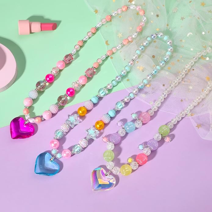 PinkSheep Toddler Jewelry Kids Jewelry Kids Necklace Choker and Bracelet 3 Pack 9pcs, Little Girls Jewelry In Box, Flower Girl Gift Kids Girls Accessories