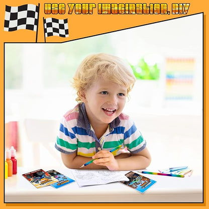 Estune 40 Pcs Coloring Books Party Favor for Kids Coloring Book Set Mini Small Color Booklets Goodie Bag Stuffers Gift Classroom Home (Monster Truck)