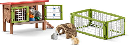 Schleich Farm Animal Toys and Playsets - Farm World 8 Piece Rabbit Hutch Set with Figurines, Farming Hutch and Accessories for Kids Ages 3 and Above