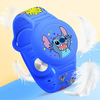 Waterproof for Airtag Bracelet for Kids, Cute Cartoon Air Tag Holder Wristband with Hidden Design, Soft Silicone Airtag Case for Child, Navy Blue