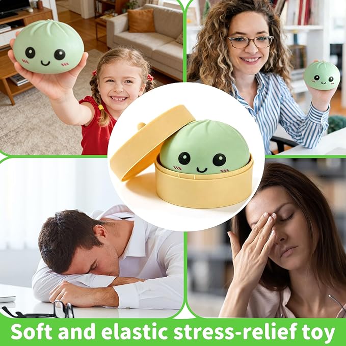 Dumpling Squishy Mystery Box, Super Soft Slow Rising TPR Tear-Resistant Smiley Face Dumpling Toy, Fidget Sensory Toys for Easter Basket Stuffers, Parties, Classroom Prizes Adults Kids (Green)
